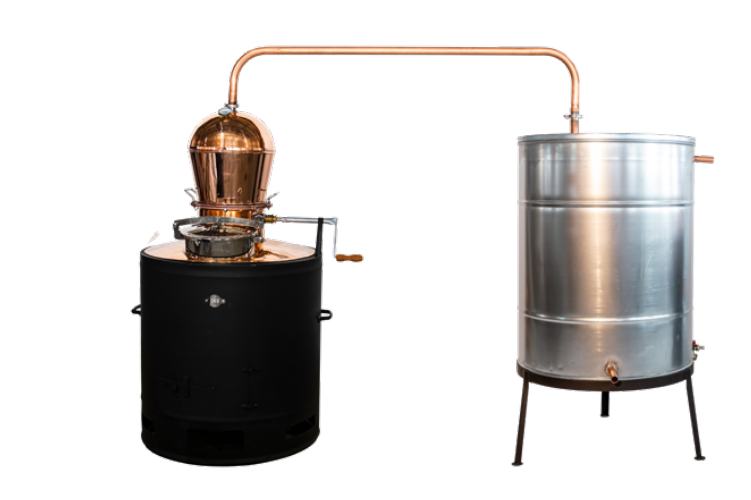 Distilator din cupru DES CLASSIC 200L/400L cu răcitor, robinet de evacuare și capac de acces