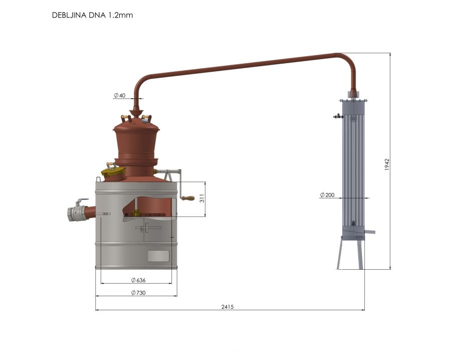 Distilator din cupru DES CLASSIC 80L cu agitator